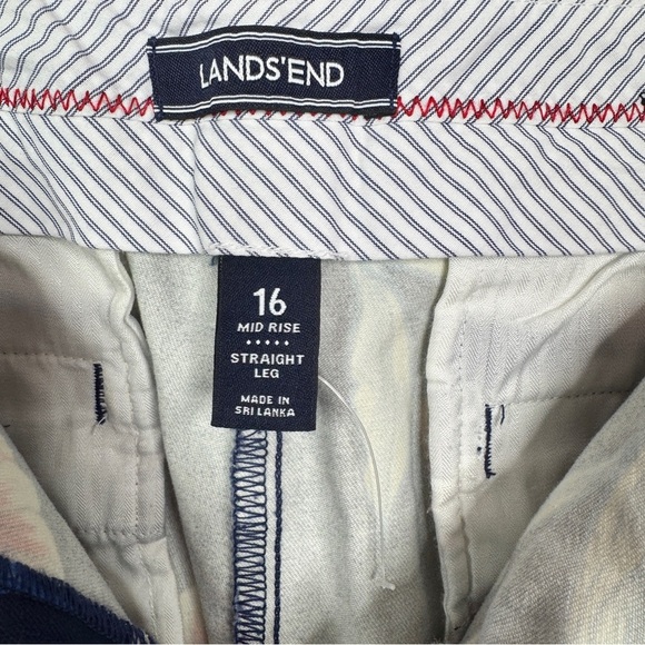 205. Lands’ End Mid Rise Straight Leg Floral Pants Women’s Size 16 - Picture 2 of 6